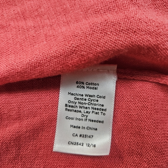 New Talbots Lightweight Cardigan 3/4 Sleeves Open Front Coral Pink X Stretch - Picture 7 of 7